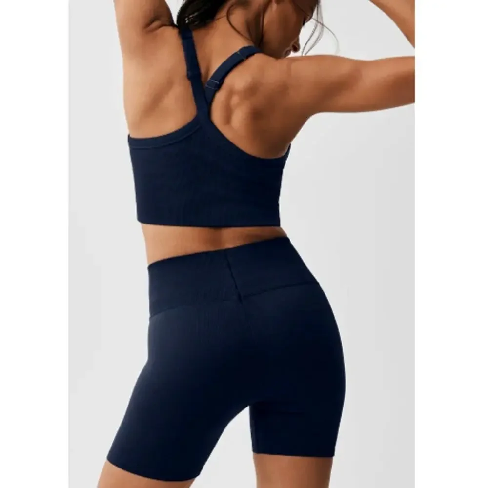 Alo Yoga Navy Seamless Ribbed Favorite Bra Tank Size XS